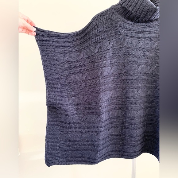 GAP Navy Cable-Knit Sweater Poncho - Picture 2 of 5